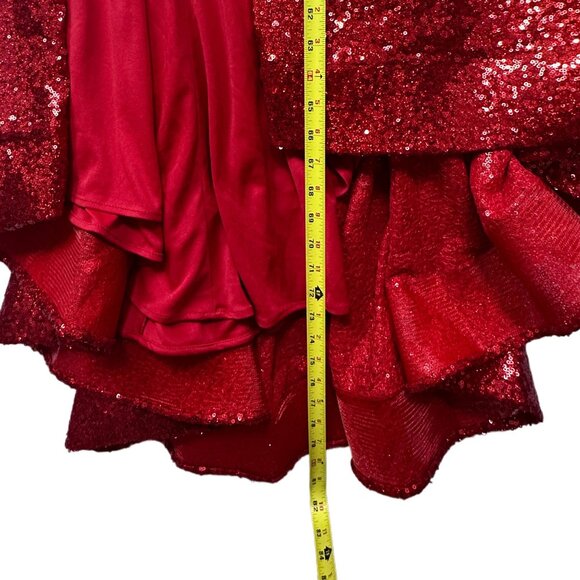 Rachel Allan Red Sequin Floor Length Gown Lace-up Back Dress Size 00 NWT 70517 - Picture 11 of 16